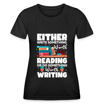 Schriftsteller Roman Literatur Buchautor - Frauen Funktions-T-Shirt - Schwarz - Vorne - AI Model Female 172 light (172cm)
