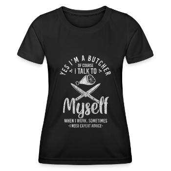 Schlachter Fleisch Beruf Arbeit - Frauen Funktions-T-Shirt - Schwarz - Vorne - AI Model Female 172 light (172cm)