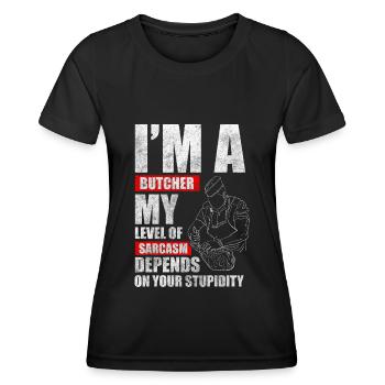 Schlachter Steak Schlachthof - Frauen Funktions-T-Shirt - Schwarz - Vorne - AI Model Female 172 light (172cm)