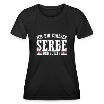 Serbe Serbe Serbie - T-shirt sport Femme - noir - Devant - AI Model Female 172 light (172cm)
