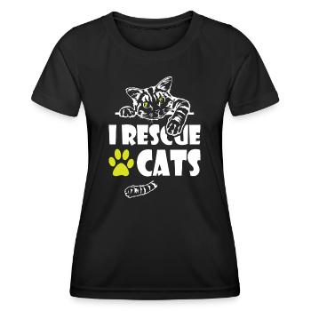Je sauve des chats - T-shirt sport Femme - noir - Devant - AI Model Female 172 light (172cm)