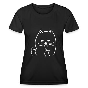 Méchant chat Angry Cat FCK Up gueule de bois mauvais regard - T-shirt sport Femme - noir - Devant - AI Model Female 172 light (172cm)