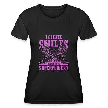 Dentiste smile - T-shirt sport Femme - noir - Devant - AI Model Female 172 light (172cm)