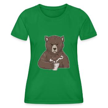 Mürrischer Bär with coffee morning muffle - Women's Functional T-Shirt - kelly green - Front - AI Model Female 172 dark (172cm)