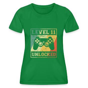 Level 11 Unlocked 11. Geburtstag - Frauen Funktions-T-Shirt - Kelly Green - Vorne - AI Model Female 172 dark (172cm)