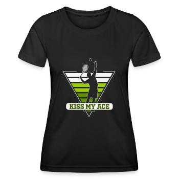 Kiss my Ace Funny Tennis Retro Sunset - Women's Functional T-Shirt - black - Front - AI Model Female 172 light (172cm)