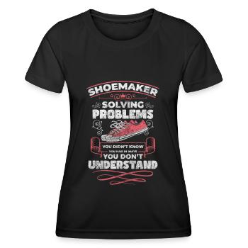 Schuster Schuh Handwerker Stiefel - Frauen Funktions-T-Shirt - Schwarz - Vorne - AI Model Female 172 light (172cm)