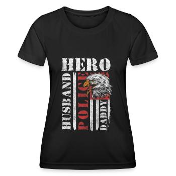 Un policier arrête une scène de crime - T-shirt sport Femme - noir - Devant - AI Model Female 172 light (172cm)