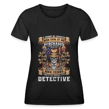 Enquêteur-détective Police criminelle - T-shirt sport Femme - noir - Devant - AI Model Female 172 light (172cm)
