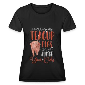 Teacup Züchter Schweinehalter - Frauen Funktions-T-Shirt - Schwarz - Vorne - AI Model Female 172 light (172cm)