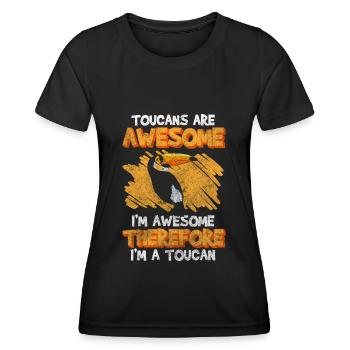 Toucan Tropiques Amazone Volant - T-shirt sport Femme - noir - Devant - AI Model Female 172 light (172cm)