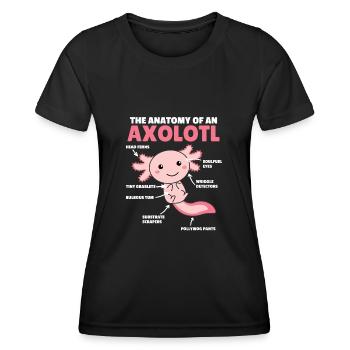 Axolotl Explanation Anatomy of an Axolotl - Women's Functional T-Shirt - black - Front - AI Model Female 172 light (172cm)