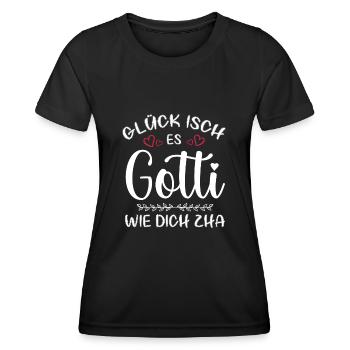 Glück Isch En Gotti Wie Dich Zha Gotti Fragen Goti - Frauen Funktions-T-Shirt - Schwarz - Vorne - AI Model Female 172 light (172cm)