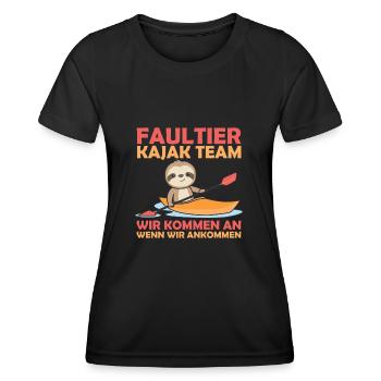 Faultier Kajak Team lustige Faultiere paddeln - Frauen Funktions-T-Shirt - Schwarz - Vorne - AI Model Female 172 light (172cm)