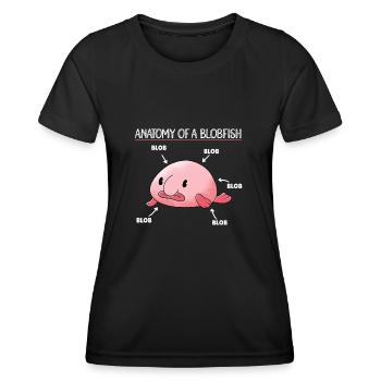 Blobfish Explication Anatomie d’un Blobfish - T-shirt sport Femme - noir - Devant - AI Model Female 172 light (172cm)