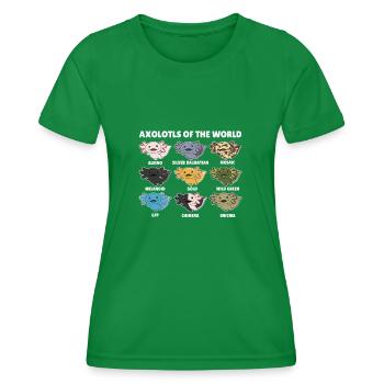 Axolotls du monde animaux doux Espèces d’Axolotl - T-shirt sport Femme - vert - Devant - AI Model Female 172 dark (172cm)