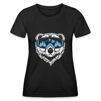 Funny Ski Jumping Winter Sports Bear Sunglass - Frauen Funktions-T-Shirt - Schwarz - Vorne - AI Model Female 172 light (172cm)