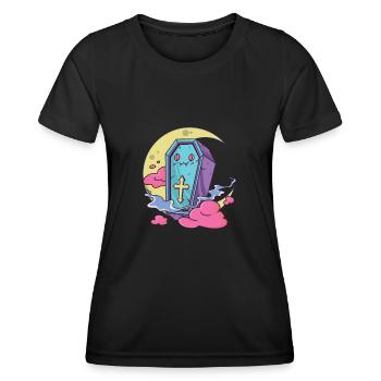 Kawaii Pastellfarben Gothic cute goth Sarg - Frauen Funktions-T-Shirt - Schwarz - Vorne - AI Model Female 172 light (172cm)