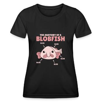 Blobfish Explication Anatomie d’un Blobfish - T-shirt sport Femme - noir - Devant - AI Model Female 172 light (172cm)