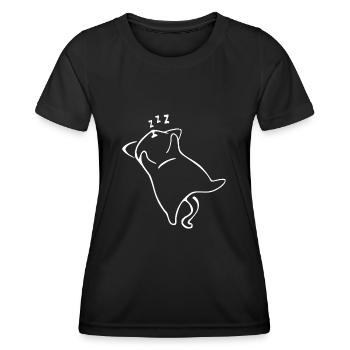 Schlafende Katze Süß - Frauen Funktions-T-Shirt - Schwarz - Vorne - AI Model Female 172 light (172cm)