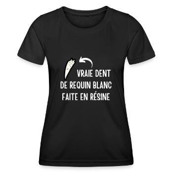 vraie dent de requin blanc faite en résine - T-shirt sport Femme - noir - Devant - AI Model Female 172 light (172cm)