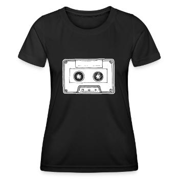 Cassette de musique Cassette audio - T-shirt sport Femme - noir - Devant - AI Model Female 172 light (172cm)