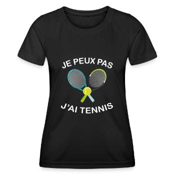 Je Peux Pas J'ai Tennis - T-shirt sport Femme - noir - Devant - AI Model Female 172 light (172cm)
