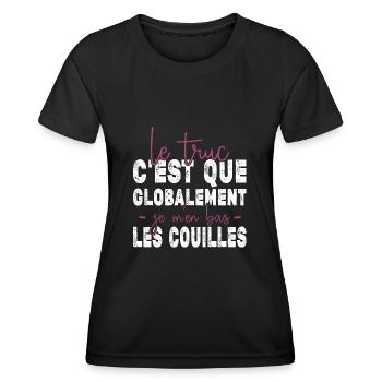 Je M'en Bats Les Couilles Cadeau Humour - T-shirt sport Femme - noir - Devant - AI Model Female 172 light (172cm)