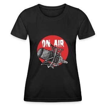 On Air Podcast Microphone Radio Show Presenter - Women's Functional T-Shirt - black - Front - AI Model Female 172 light (172cm)