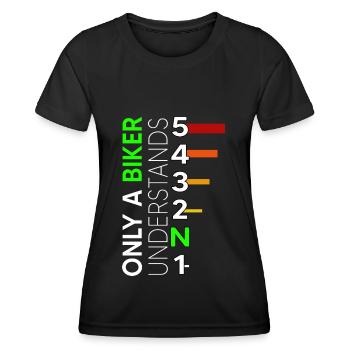 motorcycle 5 speed moped biker mz one down four up S5 - Women's Functional T-Shirt - black - Front - AI Model Female 172 light (172cm)