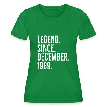 Legende seit Dezember 1989 - Frauen Funktions-T-Shirt - Kelly Green - Vorne - AI Model Female 172 dark (172cm)