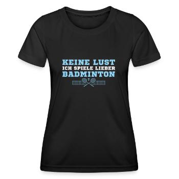 Federball Ich spiele lieber Badminton - Frauen Funktions-T-Shirt - Schwarz - Vorne - AI Model Female 172 light (172cm)