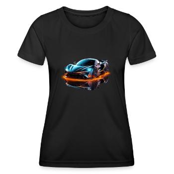 Sport Auto PS - Une conduite radieuse vers l’avenir - T-shirt sport Femme - noir - Devant - AI Model Female 172 light (172cm)