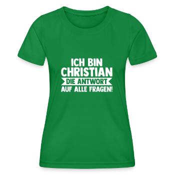 First name Chris Christian - Women's Functional T-Shirt - kelly green - Front - AI Model Female 172 dark (172cm)
