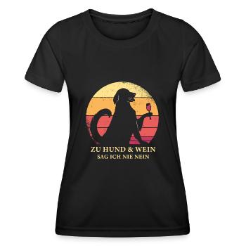 Zu Hund und Wein sag ich nie nein Hunde freund - Frauen Funktions-T-Shirt - Schwarz - Vorne - AI Model Female 172 light (172cm)