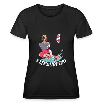 Kitesurfen Kiteboarding Kite Kiten - Frauen Funktions-T-Shirt - Schwarz - Vorne - AI Model Female 172 light (172cm)