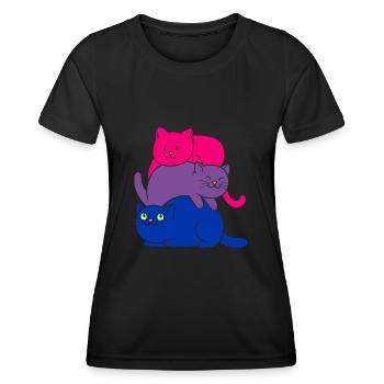 Bisexual Pride Cat Bisexual Cute Cats Pile - Frauen Funktions-T-Shirt - Schwarz - Vorne - AI Model Female 172 light (172cm)