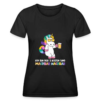 2 Kisten sind machbar Einhorn Bier Saufen - Frauen Funktions-T-Shirt - Schwarz - Vorne - AI Model Female 172 light (172cm)