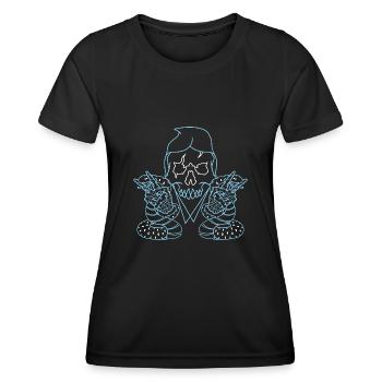 Totenkopf Peace Finger - Totenschädel Schlangen - Frauen Funktions-T-Shirt - Schwarz - Vorne - AI Model Female 172 light (172cm)