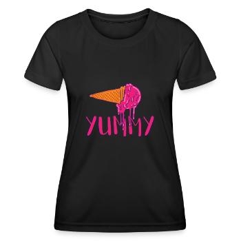 Yummy | lecker | Eis | Sommer | Eis essen - Frauen Funktions-T-Shirt - Schwarz - Vorne - AI Model Female 172 light (172cm)