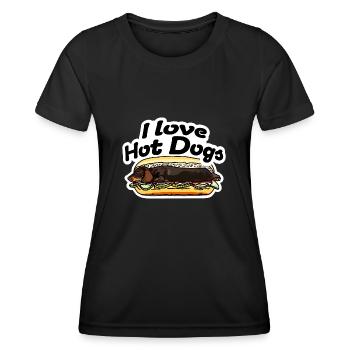l Amour Hot Dogs Teckel cool Street Art - T-shirt sport Femme - noir - Devant - AI Model Female 172 light (172cm)