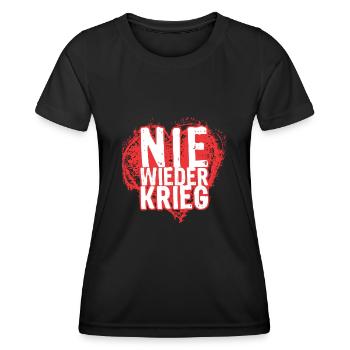 NIE WIEDER KRIEG - Frauen Funktions-T-Shirt - Schwarz - Vorne - AI Model Female 172 light (172cm)