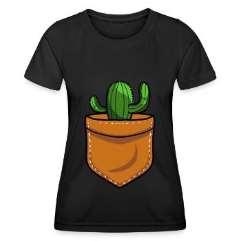 Cactus arbuste Cactus piquant jardinier de jardin - T-shirt sport Femme - noir - Devant - AI Model Female 172 light (172cm)