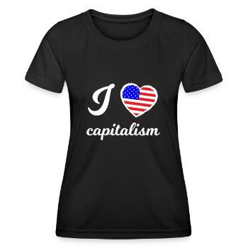 J’aime le capitalisme - T-shirt sport Femme - noir - Devant - AI Model Female 172 light (172cm)