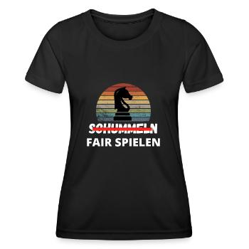 Schach Trend Schummeln Cheating Meme Queens Gambit - Frauen Funktions-T-Shirt - Schwarz - Vorne - AI Model Female 172 light (172cm)