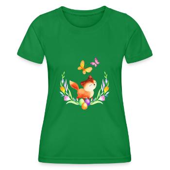 Easter fox spring spring flowers nature spring - Women's Functional T-Shirt - kelly green - Front - AI Model Female 172 dark (172cm)