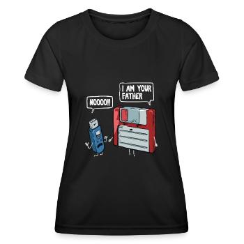 Disquette & cadeau clé USB pour les geeks d’ordinateur - T-shirt sport Femme - noir - Devant - AI Model Female 172 light (172cm)