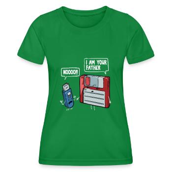 Disquette & cadeau clé USB pour les geeks d’ordinateur - T-shirt sport Femme - vert - Devant - AI Model Female 172 dark (172cm)
