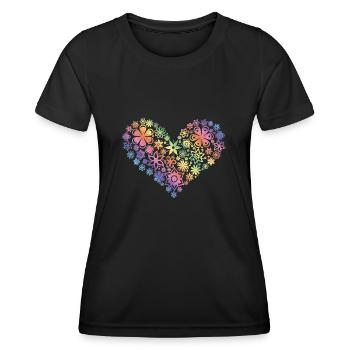 Frühling Blumen Herz Sommer Liebe Valentinstag Fun - Frauen Funktions-T-Shirt - Schwarz - Vorne - AI Model Female 172 light (172cm)