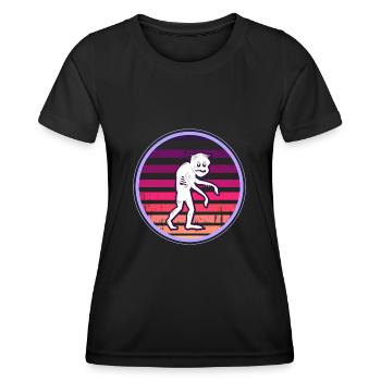 Retro Zombie T-Shirt Oldschool Zombieapokalypse - Frauen Funktions-T-Shirt - Schwarz - Vorne - AI Model Female 172 light (172cm)